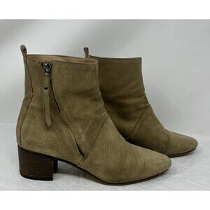 Banana Republic Bootie Boots Faux Suede Womens 7.5 M Taupe Beige Zip Ankle Vegan
